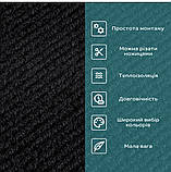 Самоклеючий теплий ковролін «Чорний» 50×50 см для підлоги | Коврова вінілова плитка, миюча, водостійка, фото 7