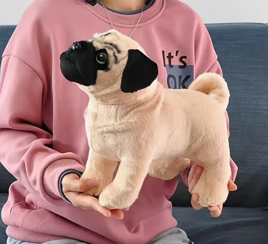 М'яка іграшка мопс 33 см плюшеве цуценя песик іграшковий мопс реалістичний goldendog, фото 1