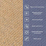 Самоклеючий теплий ковролін «Бежевий» 50×50 см для підлоги | Коврова вінілова плитка, миюча, водостійкаа, фото 10