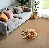 Самоклеючий теплий ковролін «Бежевий» 50×50 см для підлоги | Коврова вінілова плитка, миюча, водостійкаа, фото 3