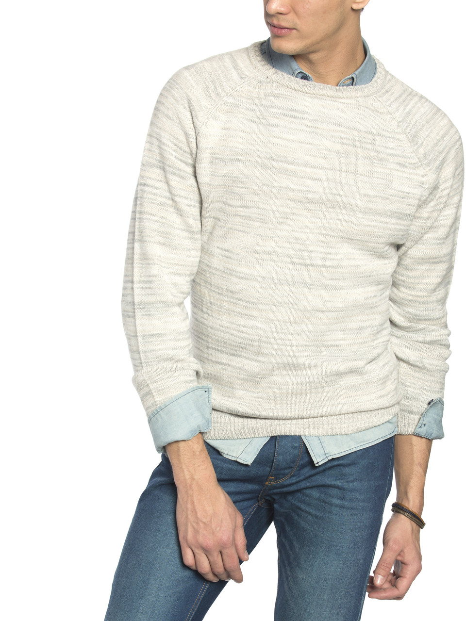 Чоловічий светр LC Waikiki білого меланжевого кольору