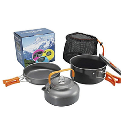 Набір посуду для походу 3в1 алюмінієвий, DS-308 / Набір для пікніка / Туристичний посуд