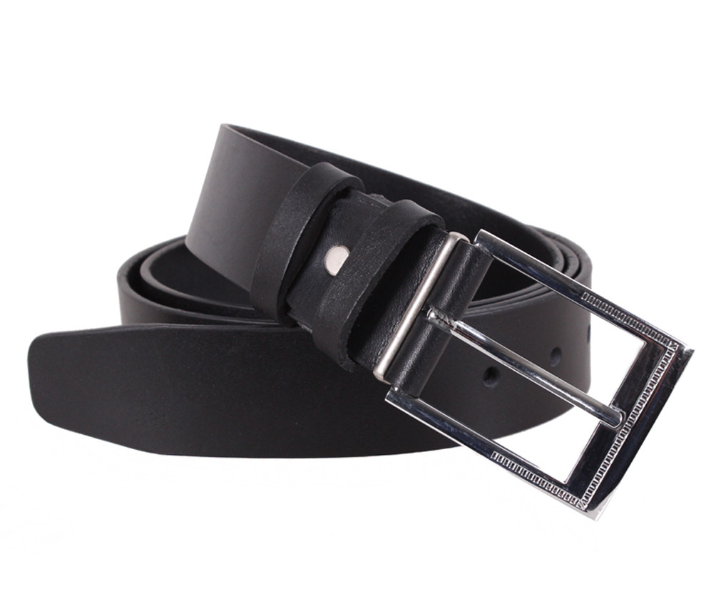 Чоловічий ремінь з натуральної шкіри під джинси UK888-54 чорний, фото 1