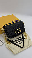Fendi Baguette Mini  FF Embossed LeatherBlack / Gold  Bag 18х12х5