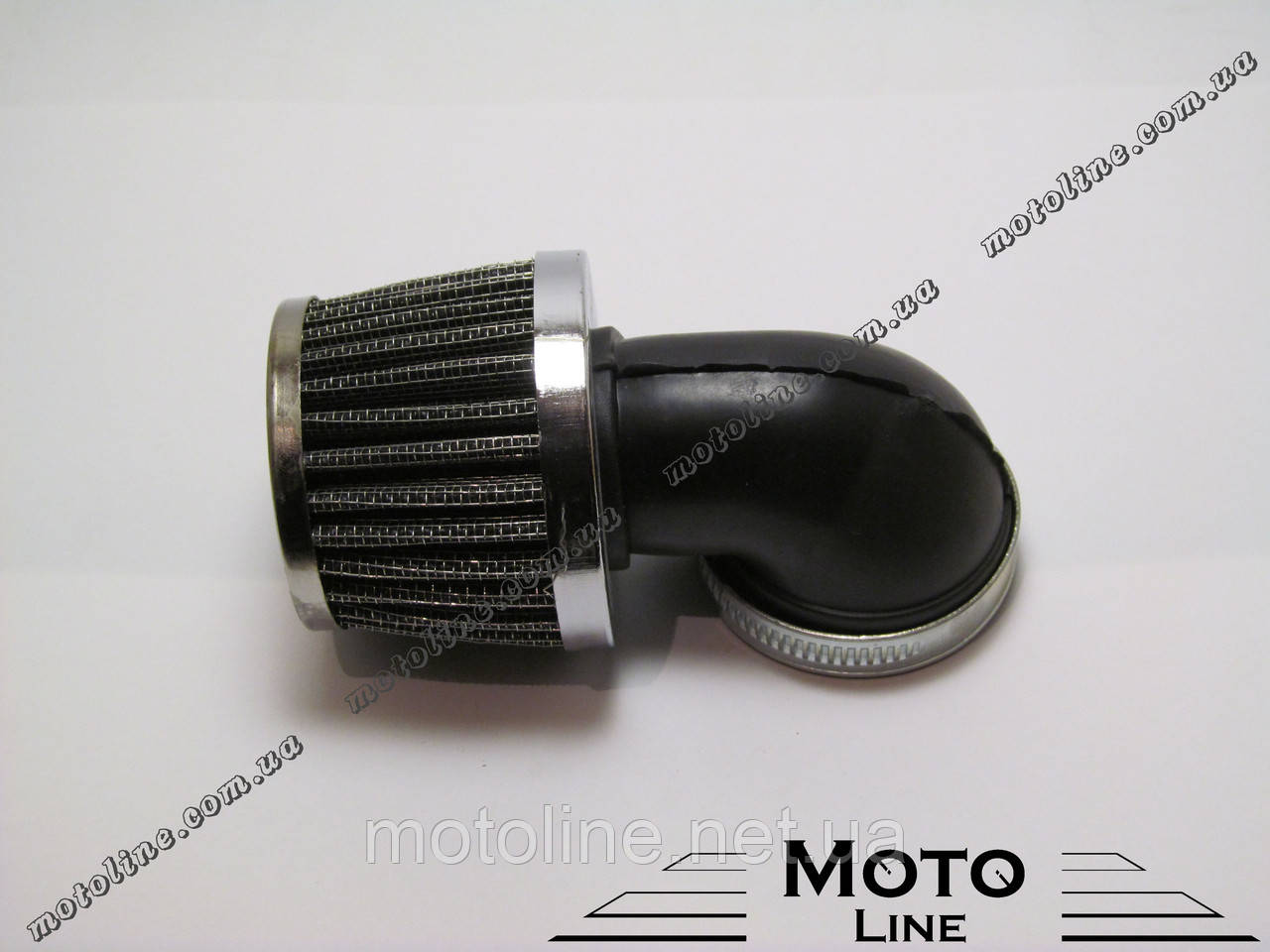 Повітряний фільтр нульового опору, кут 90 градусів, D = 35 mm хромований, фото 1