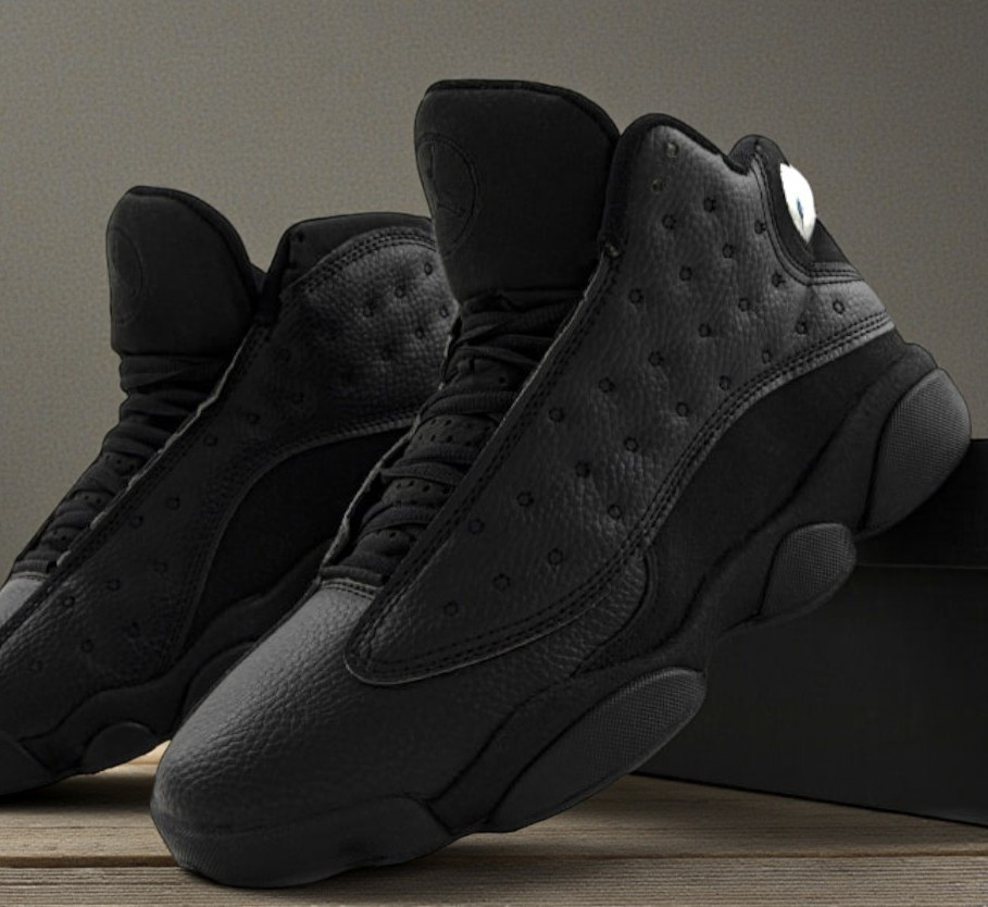 Кросівки чоловічі Nike Air Jordan 13 Retro Black осінь-весна демісезонні чорні. Живе фото, фото 1