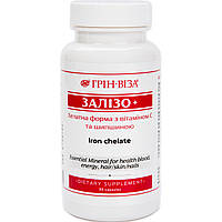 Залізо+ Green Visa — вітамінно-мінеральний комплекс з хелатним залізом, 90 капсул