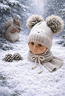 Красива дитяча шапочка + шарф Польща 42-44 розмір відмінна якість 6 9 12 місяців