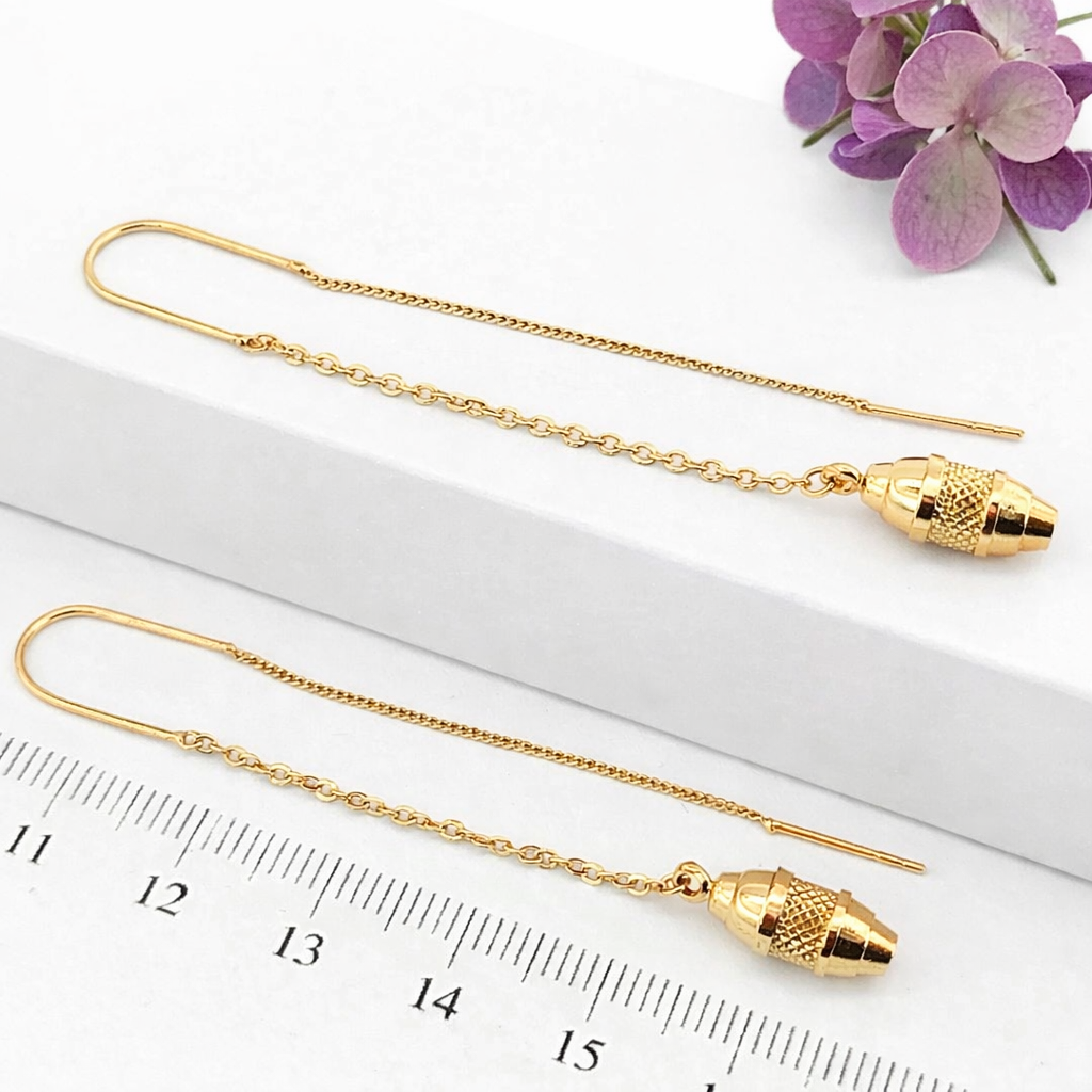 Сережки протяжки Xuping Jewelry довжина 7см медичне золото позолота 18К с1591