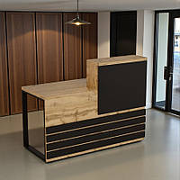 Стойка администратора Tobi Sho Ресепшн/5 левосторонняя для офиса, салона, 1400х636х1090 Дуб аппалачи/Черный