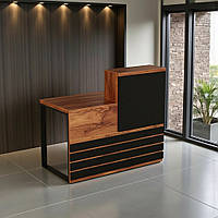 Стойка администратора Tobi Sho Ресепшн/5 левосторонняя для офиса, салона, 1600х636х1090 Файервуд/Черный