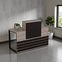 Стойка администратора Tobi Sho Ресепшн/5 центральная для офиса, салона, 1400х636х1090 Хортица/Черный