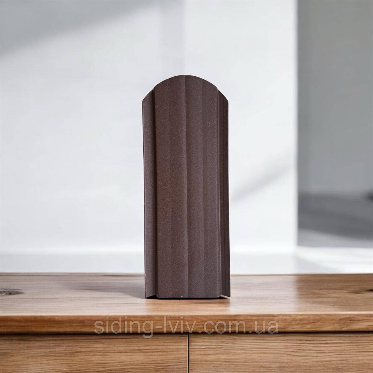 Євроштахети 105 мм мат коричневий 8017 (металеві штахети для паркану), фото 1