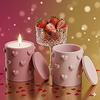 Молди (тара+кришка) для кашпо/свічника «Сердечки», для гіпсу/акрилового композиту.