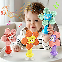 Сенсорна іграшка-спінер на присосці «Квітка з тваринкою» (колір в асортименті)