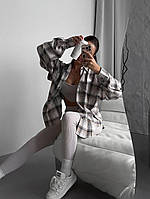 Трендовая рубашка в клетку, на кнопках, рукава снимаются.