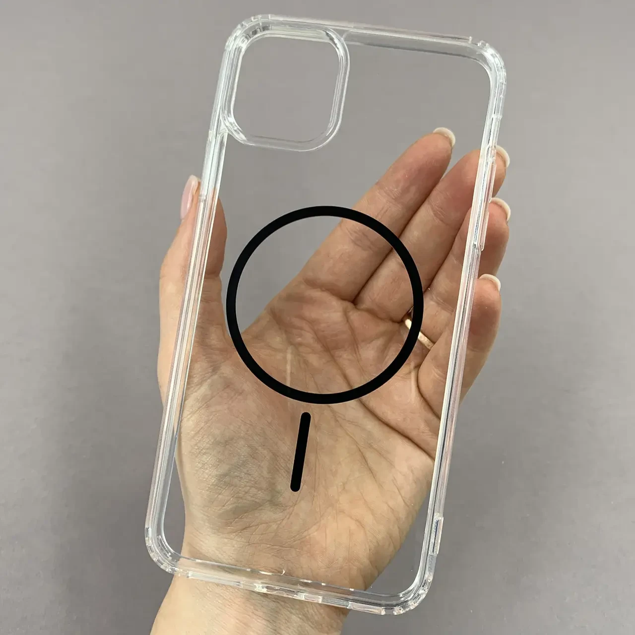 Чохол для iPhone 11 Pro прозорий чохол з чорним MagSafe на айфон 11 про w01k