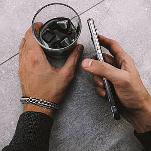 Срібний браслет чоловічий широкий Пітон (Венеція). Ширина 11 мм. Вага 30 грам