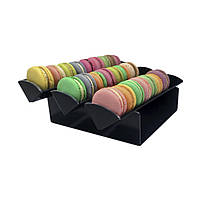 Чорна горизонтальна підставка для макарон на 3 віділення