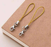 Шнур для брелка 7см з карабіном лобстером. Колір - золотистий, за 1шт 12534