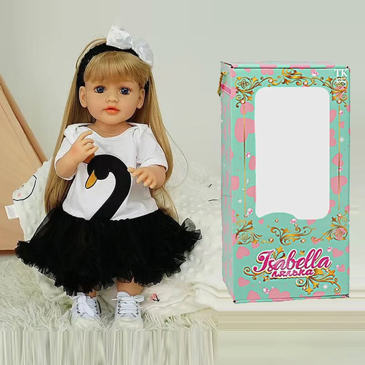 Лялька, функціональна, висота: 50 см, датчик руху, звуки: сміх, плач, засинає, гумова, імітація скляних очей, фото 1