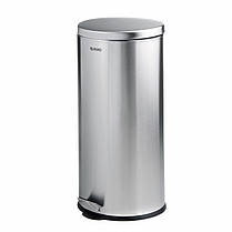 Відро для сміття з педаллю 30 л Срібне відро для сміття Відро з відкидною кришкою Велике відро для сміття Урна з педаллю, фото 2