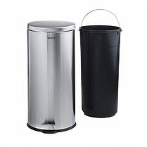 Відро для сміття з педаллю 30 л Срібне відро для сміття Відро з відкидною кришкою Велике відро для сміття Урна з педаллю, фото 4