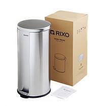 Відро для сміття з педаллю 30 л Срібне відро для сміття Відро з відкидною кришкою Велике відро для сміття Урна з педаллю, фото 5