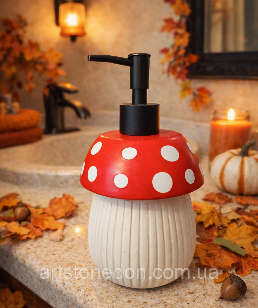 Керамічний дозатор для мила «Гриб», 17 см, фото 1