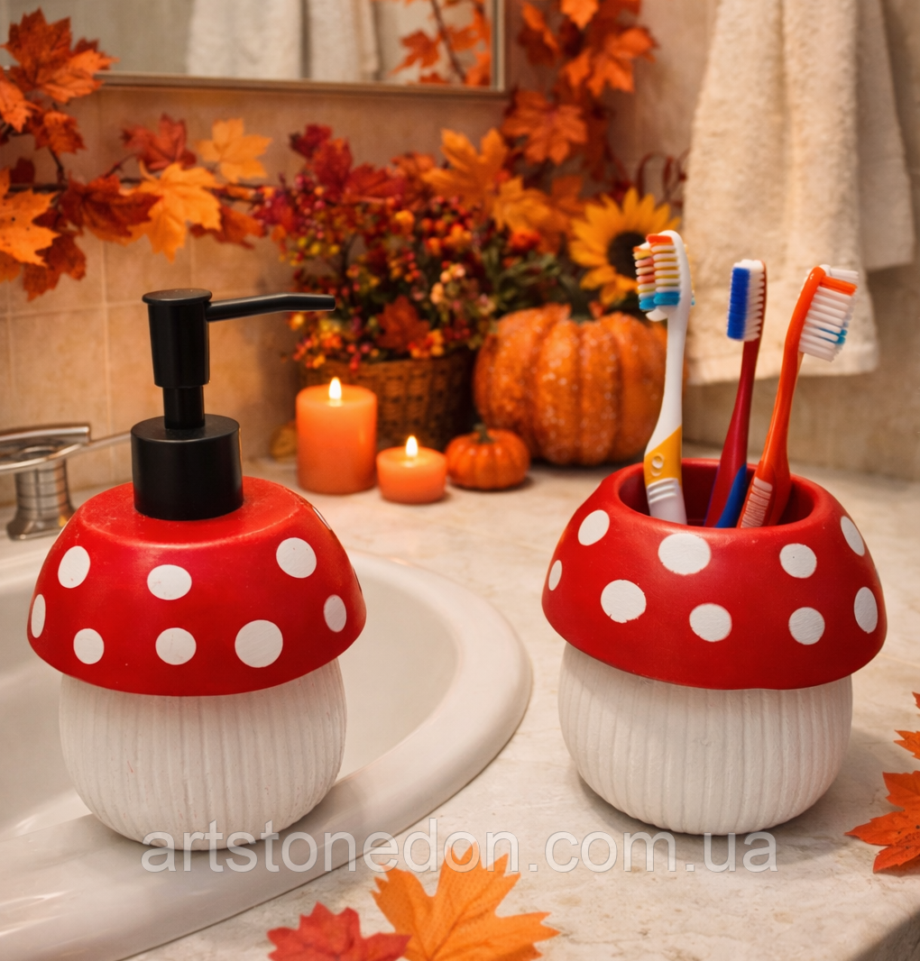 Набір аксесуарів для ванної кімнати «Мухомор», фото 1