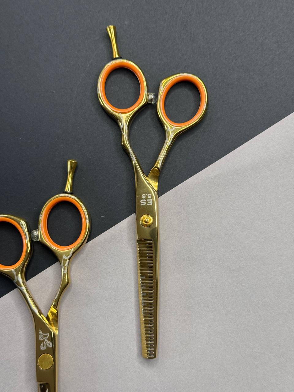 Філіровочні перукарські ножиці для стрижки “ESTET” розмір 5.5, золоті