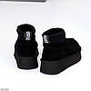 Актуальні чорні уггі натуральна замша з текстильним манжетом, фото 2