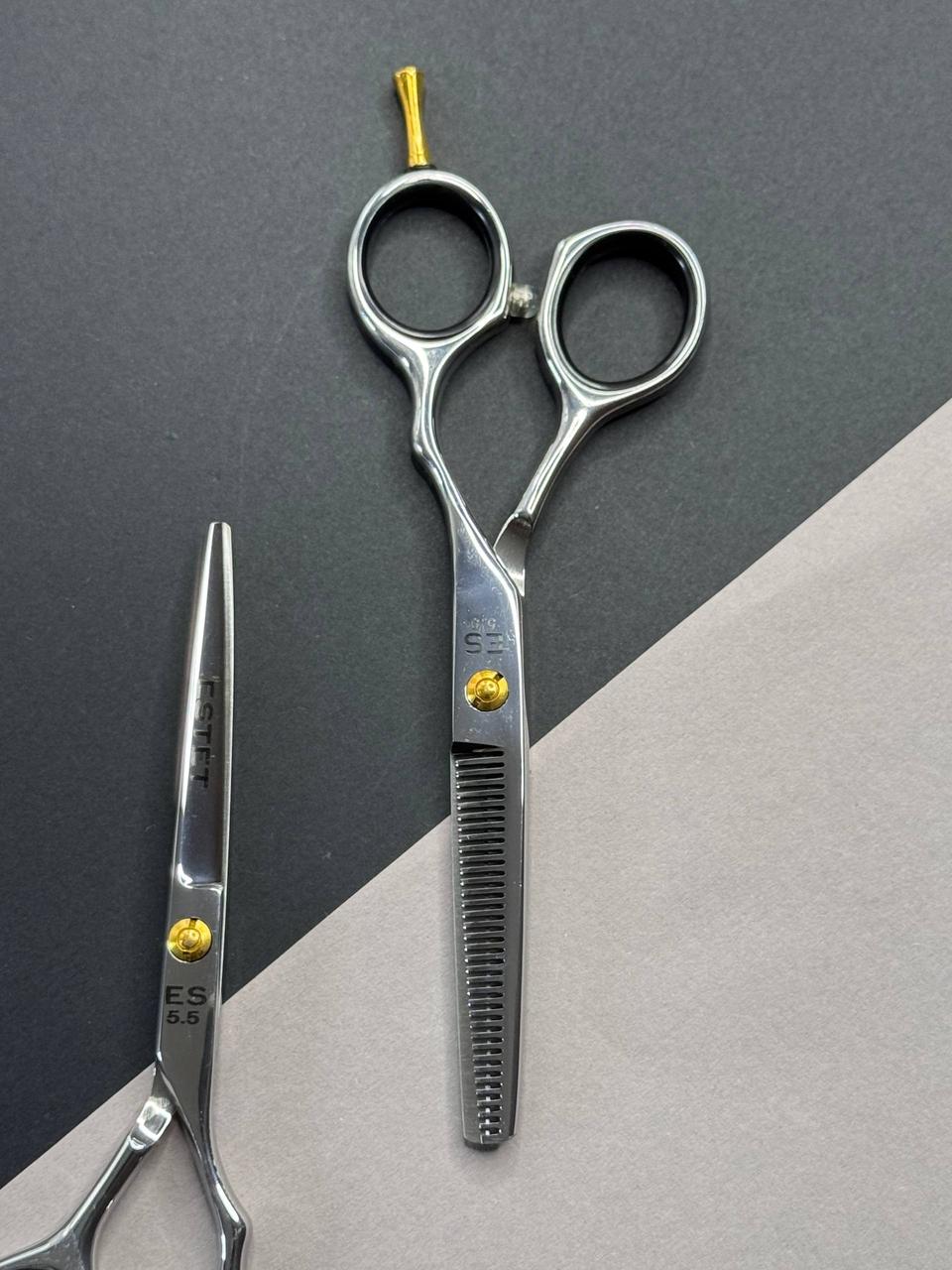 Філіровочні перукарські ножиці для стрижки “ESTET” розмір 5.5, срібні