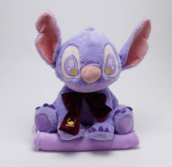 Плед — м'яка іграшка 3 в 1 Стіч бузковий з бантом