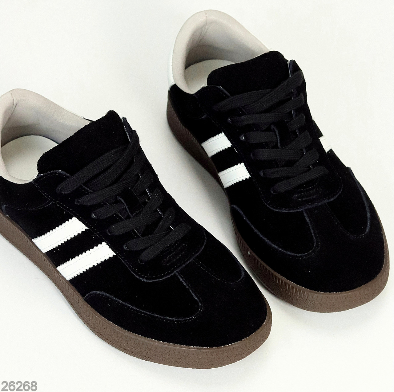 Зручні міксові чорні кросівки натуральна шкіра + замша, фото 1