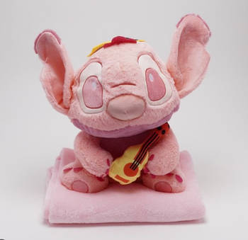 Плед — м'яка іграшка 3 в 1 Стіч рожевий із гітарою