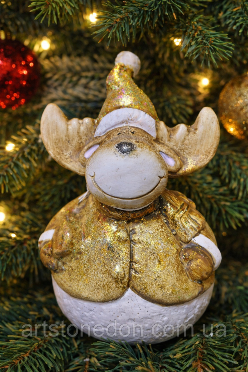 Декоративна фігурка «Лось у зимовому вбранні», 17 см, кераміка, фото 1