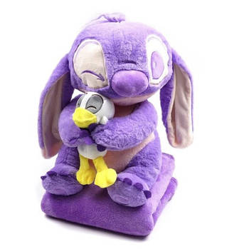 Плед — м'яка іграшка 3 в 1 Стіч бузковий з качечкою