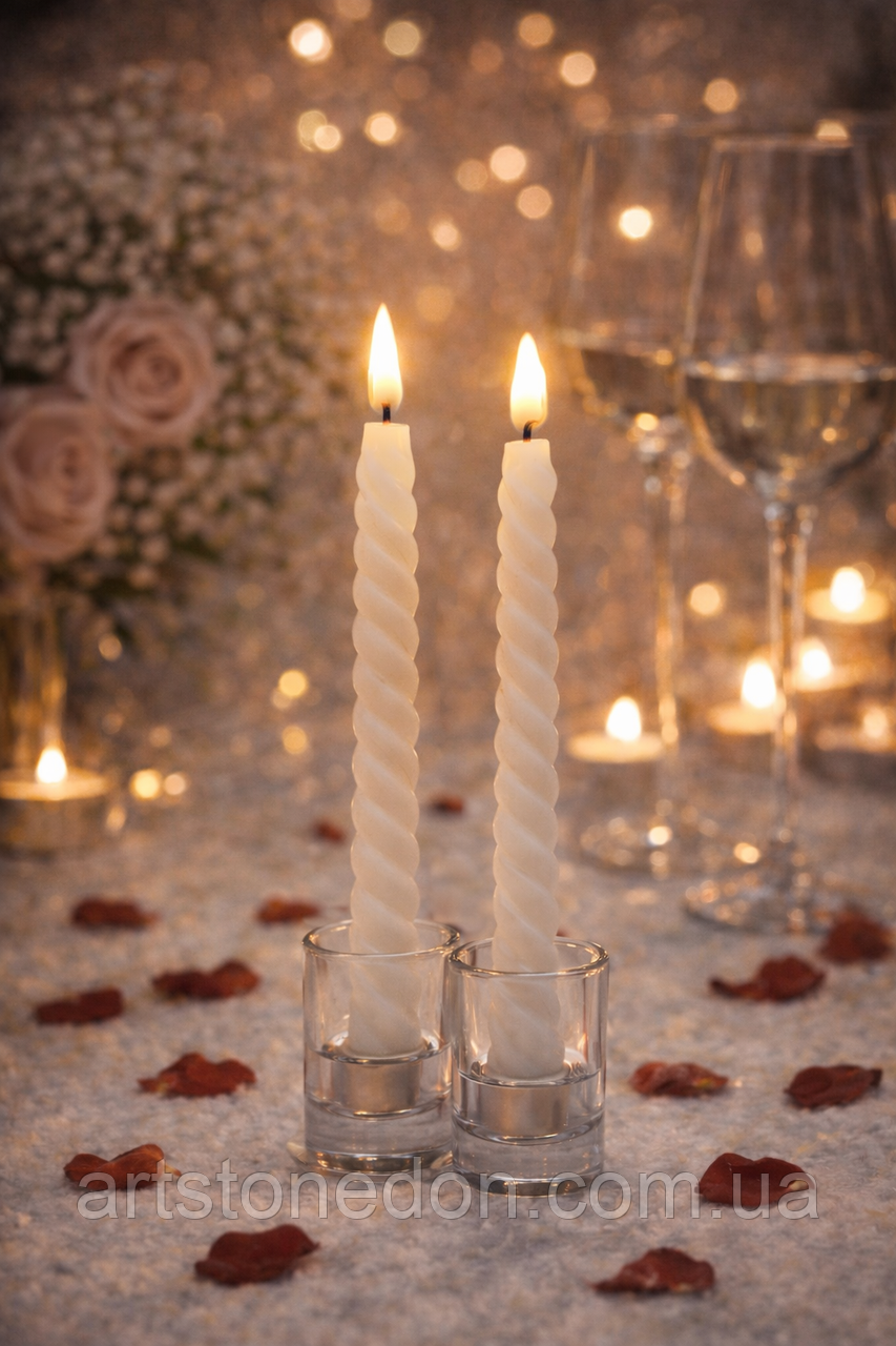 LED-свічки з натурального воску Livarno — 2 шт, спіральні, тепле миготливе світло, фото 1