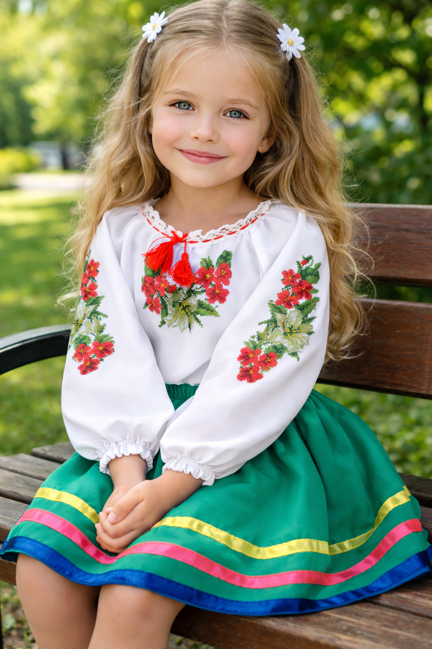 Сорочка для дівчинки "Реглан" (Пошита заготовка) № 010-пдс(р), фото 1