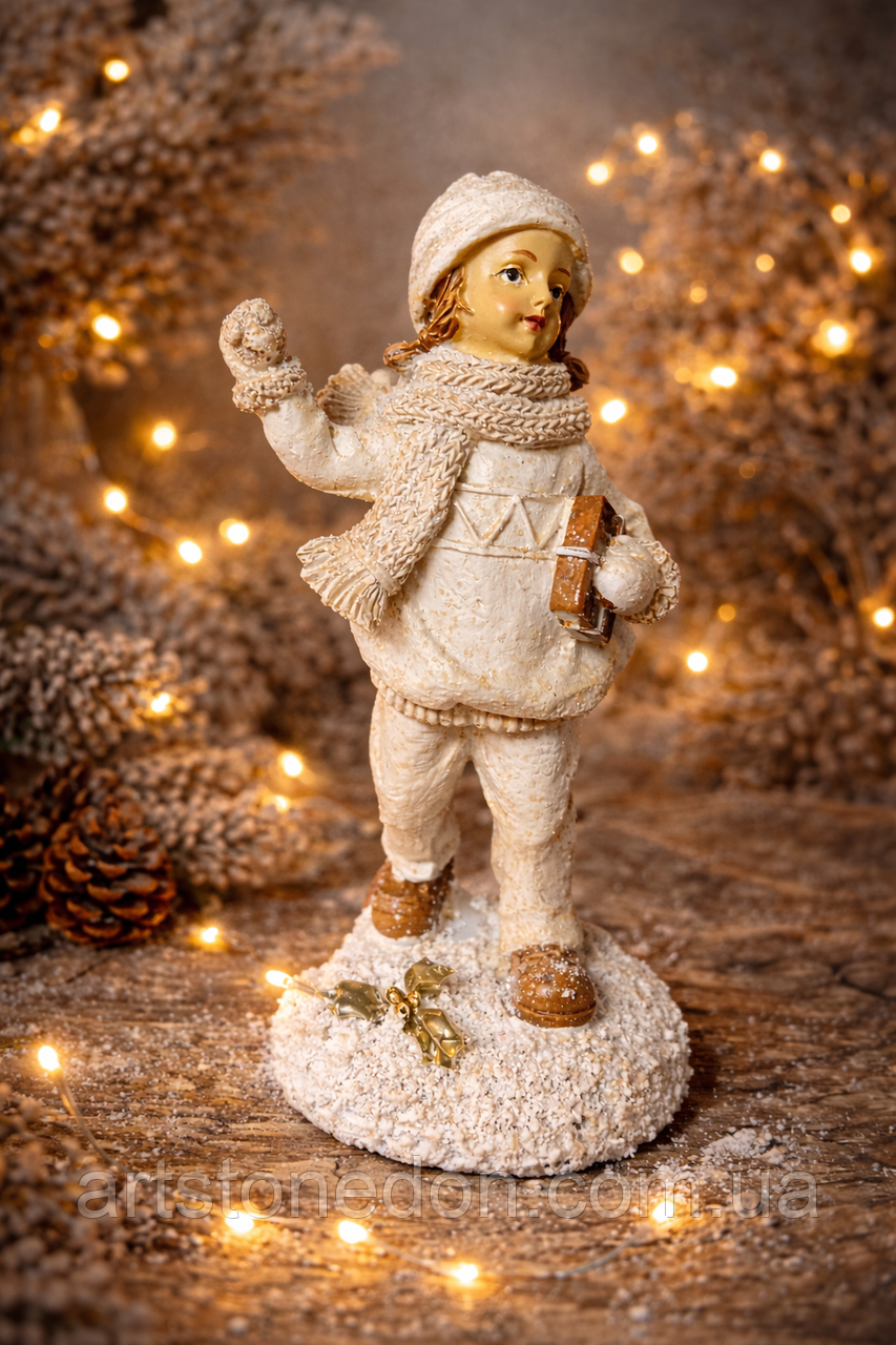 Декоративна фігурка «Хлопчик у зимовому одязі», 14×6 см, кераміка, фото 1
