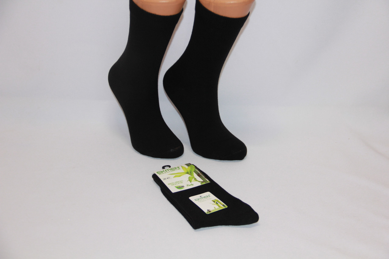 Жіночі шкарпетки високі з бамбука EKMEN 36-41 чорний 5876, фото 1
