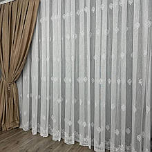 Тюль льон з вишивкою №2117 молочний