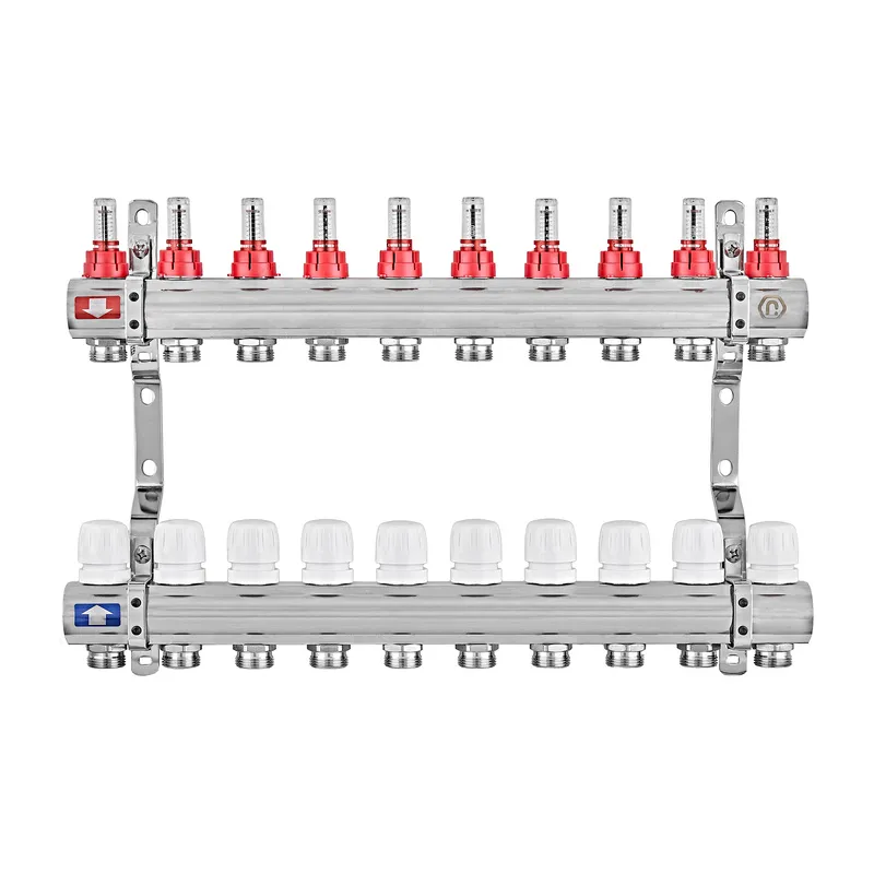 Колекторний блок з витратомірами EUROPRODUCT EP.B3110-10-1 «x10 (корп. латунь) (EP6198)
