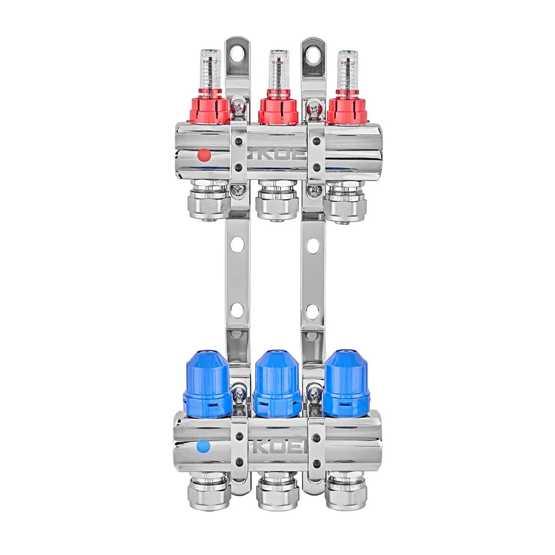 Колекторний блок із витратомірами та євроконусами Koer KR.1210-3 — 1"x3 WAYS (KR5265)