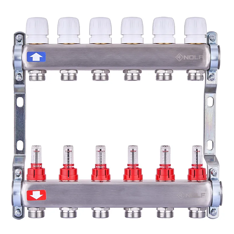 Колекторний блок з витратомірами Nolf NF.2100-06S 1"x6 (корпус неіржавка сталь) (NF3020)