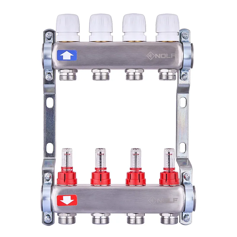 Колекторний блок з витратомірами Nolf NF.2100-04S 1"x4 (корпус неіржавка сталь) (NF3018)