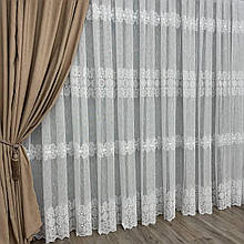 Тюль льон з вишивкою №2605 білий