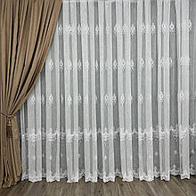 Тюль льон з вишивкою №2083 молочний