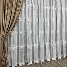 Тюль льон з вишивкою №2083 білий